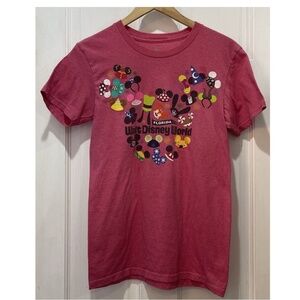 Walt Disney World Florida Mickey Ears Hats Collage Pink T-Shirt Women’s Size S